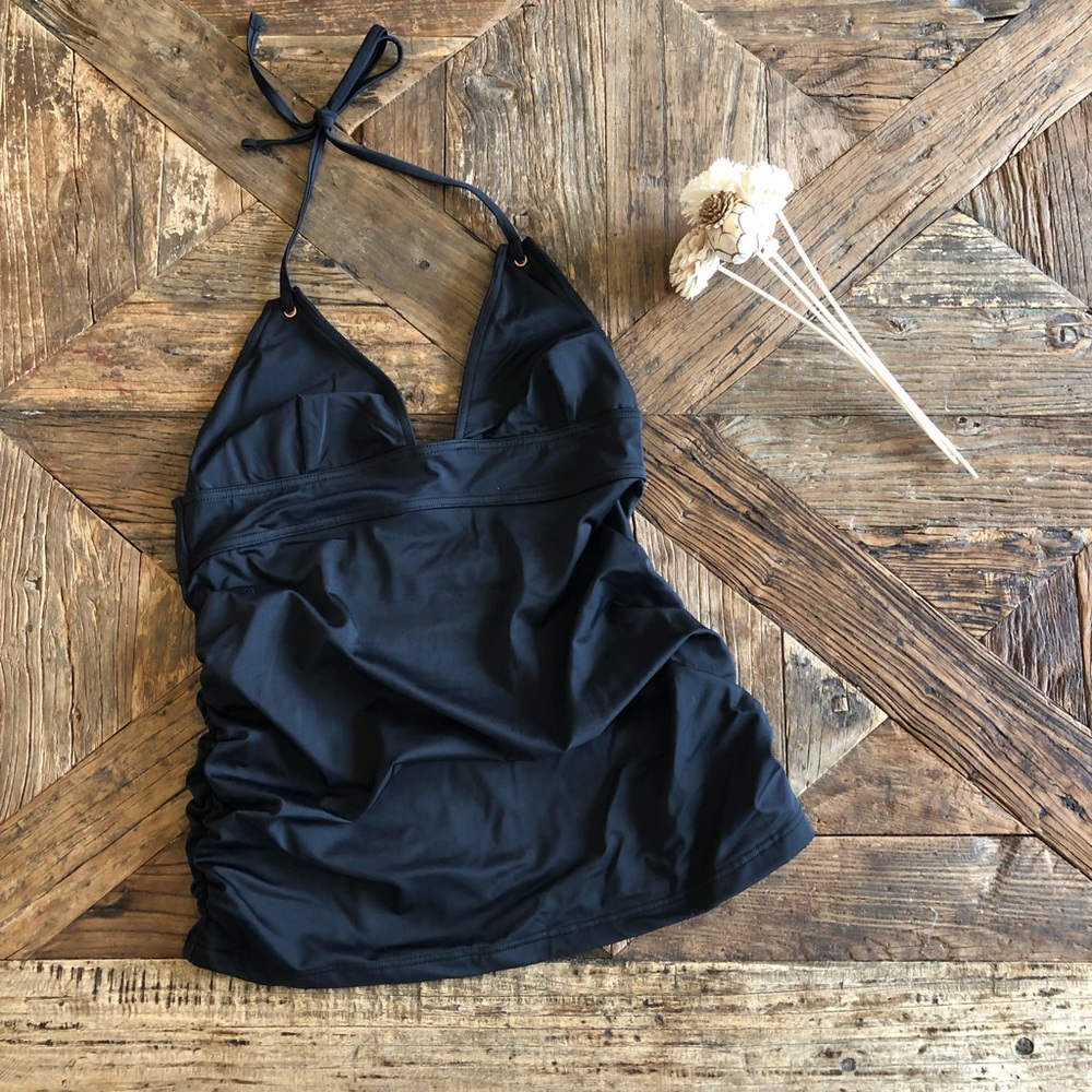 Black halter maternity swim top